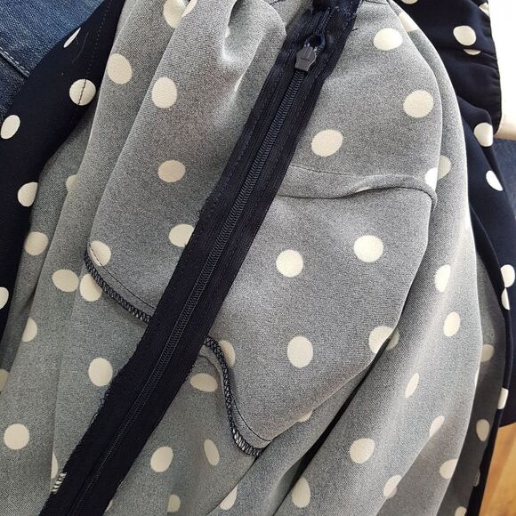 SAVOIA Classic Navy and White Polka Dot  Long Sleeve Dress with Cuffs - Picture 15 of 15